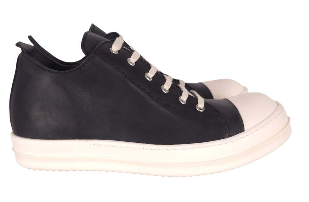 Rick Owens Washed Calf Low Sneaks US 12 EU 45 Mens Black Milk